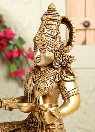 Brass Goddess Annapurna Idol – Bestower of Nourishment & Prosperity (10.5 Inch)