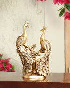 Brass Peacock Pair Statue – Handcrafted Decorative Showpiece (7 Inch)