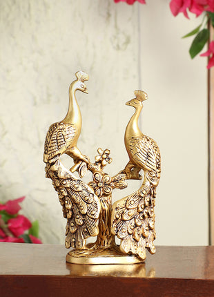 Brass Peacock Pair Statue – Handcrafted Decorative Showpiece (7 Inch)