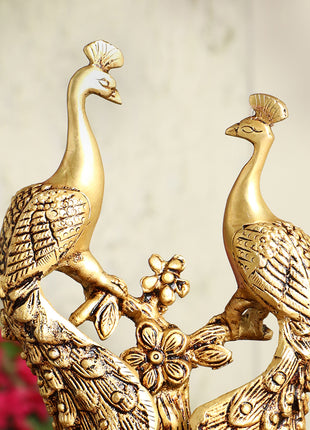 Brass Peacock Pair Statue – Handcrafted Decorative Showpiece (7 Inch)