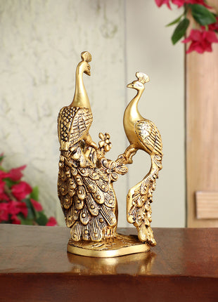 Brass Peacock Pair Statue – Handcrafted Decorative Showpiece (7 Inch)