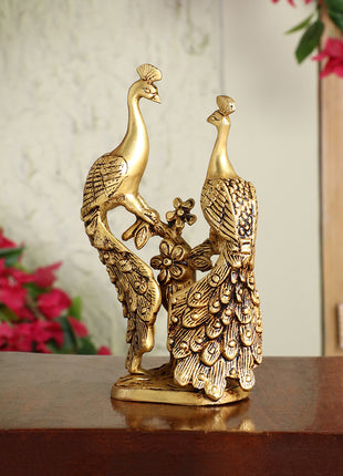 Brass Peacock Pair Statue – Handcrafted Decorative Showpiece (7 Inch)