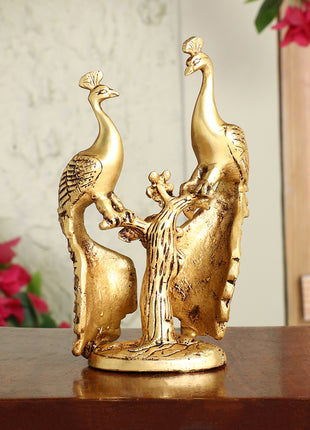 Brass Peacock Pair Statue – Handcrafted Decorative Showpiece (7 Inch)