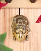 Brass Parvati Face Wall Hanging – Handcrafted Divine Home Decor (5.5 Inch)