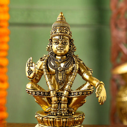 Brass Lord Ayyappa Idol – Seated Yogic Pose