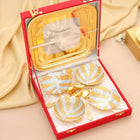 Brass Silver & Gold Finish 4 Bowl & 4 Spoon And 1 Tray Set With Velvet box