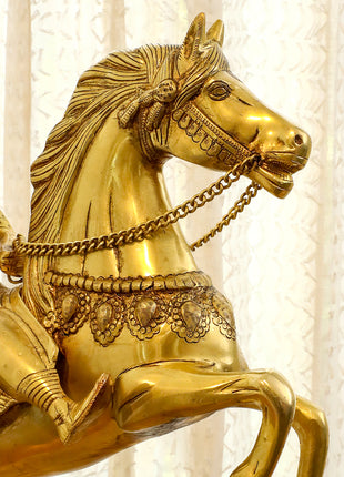 Brass Chatrapati Shivaji Maharaj On Horse Statue (22 Inch)