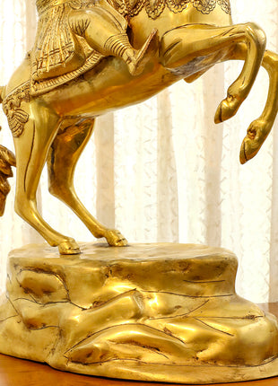Brass Chatrapati Shivaji Maharaj On Horse Statue (22 Inch)