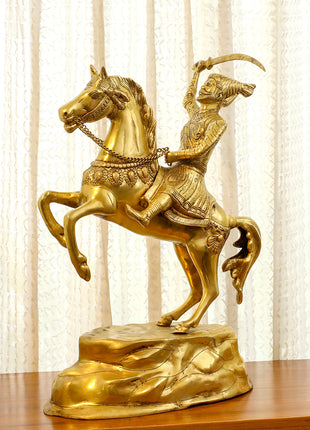 Brass Chatrapati Shivaji Maharaj On Horse Statue (22 Inch)