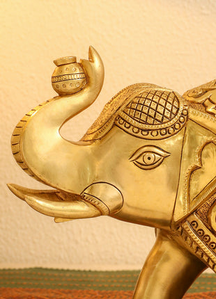 Brass Superfine Elephant Royal Statue (8.5 Inch)