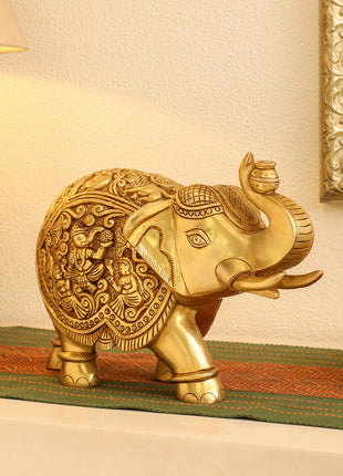 Brass Superfine Elephant Royal Statue (8.5 Inch)