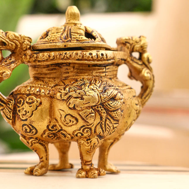 Brass Yali/Dragon Dhoop Dani & Incense Holder