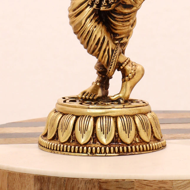 Brass Lord Krishna Standing Statue