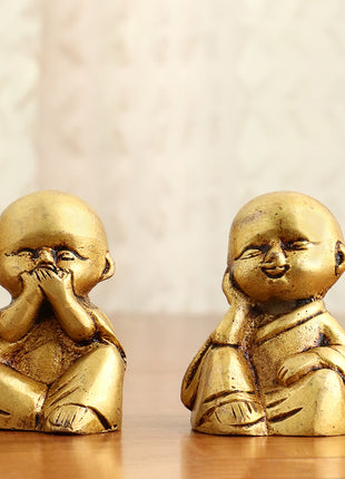 Brass Baby Monk Buddha Statues – Set of 4