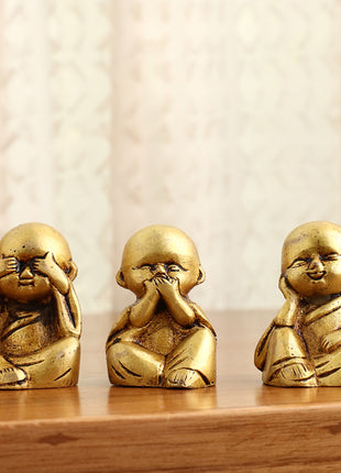 Brass Baby Monk Buddha Statues – Set of 4