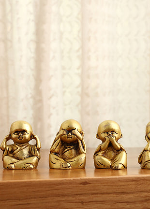 Brass Baby Monk Buddha Statues – Set of 4