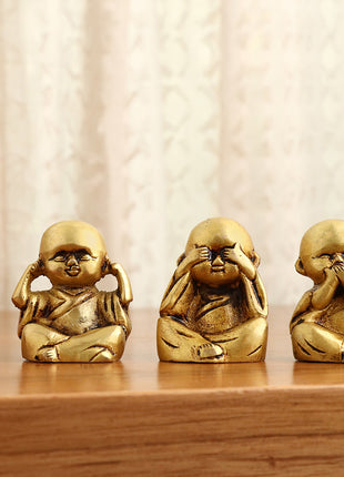 Brass Baby Monk Buddha Statues – Set of 4
