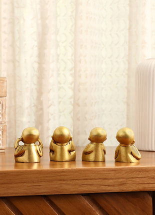 Brass Baby Monk Buddha Statues – Set of 4