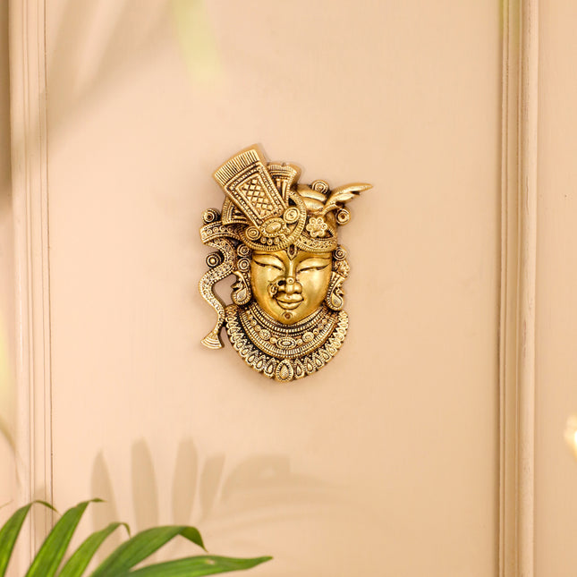 Brass Shreenath Ji Wall Hanging (6.3 Inch)