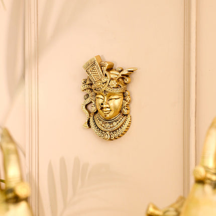 Brass Shreenath Ji Wall Hanging (6.3 Inch)