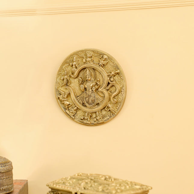 Brass Vishnu Om Dashavatara Wall Hanging Plate (7.8 Inch)