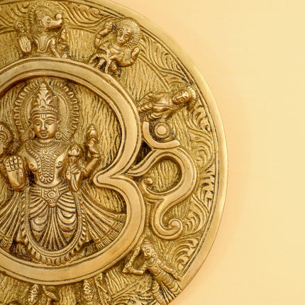 Brass Vishnu Om Dashavatara Wall Hanging Plate (7.8 Inch)