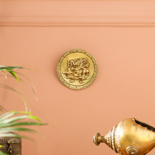 Brass Ganesha Wall Hanging Plate (5.4 Inch)