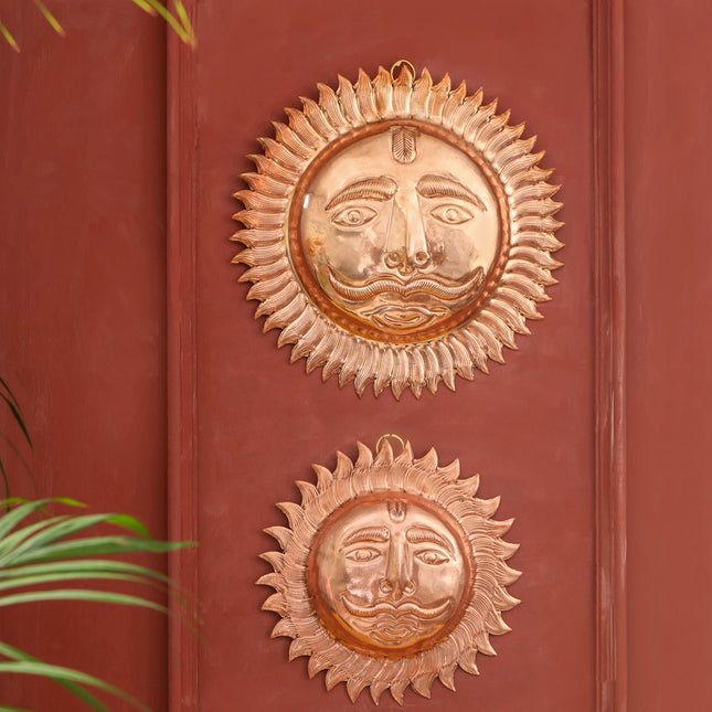 Copper Sun Face Wall Hanging