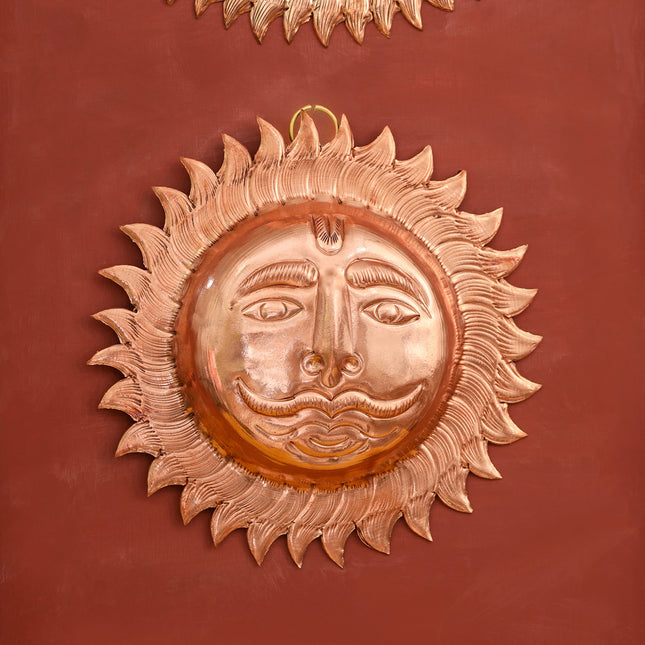 Copper Sun Face Wall Hanging