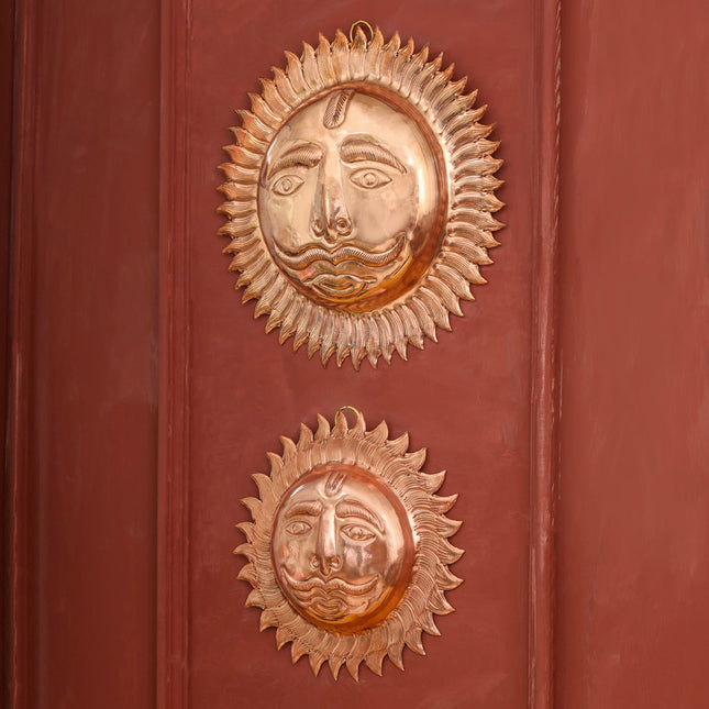 Copper Sun Face Wall Hanging