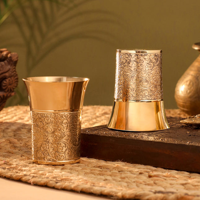 Brass Hand Carved Glass Pair (4.1 Inch)