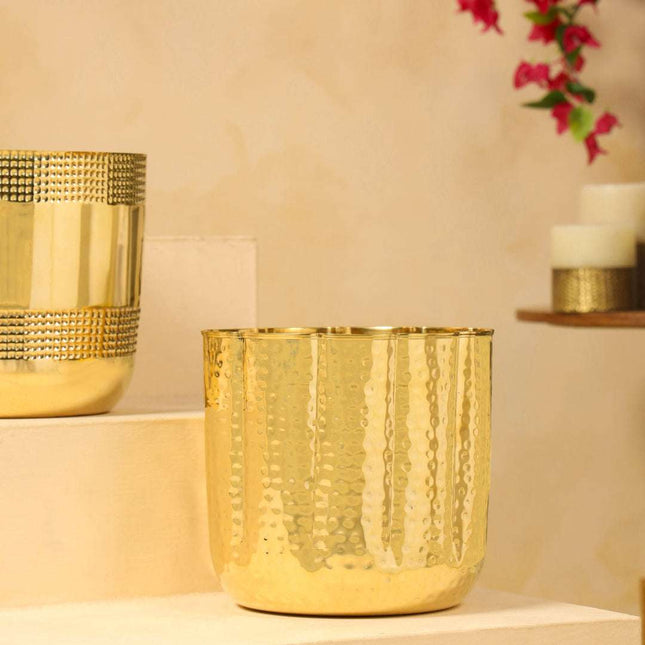 Brass Bucket Planter Pot (9 Inch)