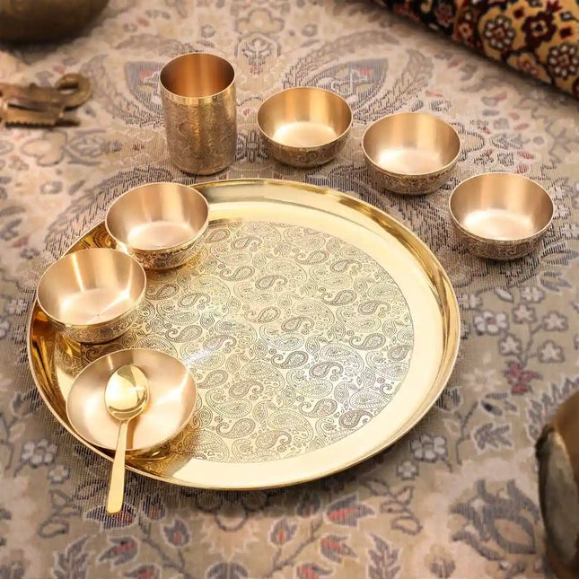 Brass Maharaja Thali/Dinner Set (1.85 Kg)