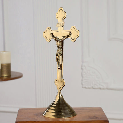 Brass Crucifix Cross with Jesus Figure (13 Inch)