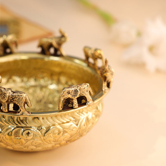 Brass Elephant Urli Bowl