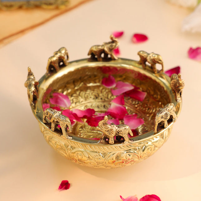 Brass Elephant Urli Bowl
