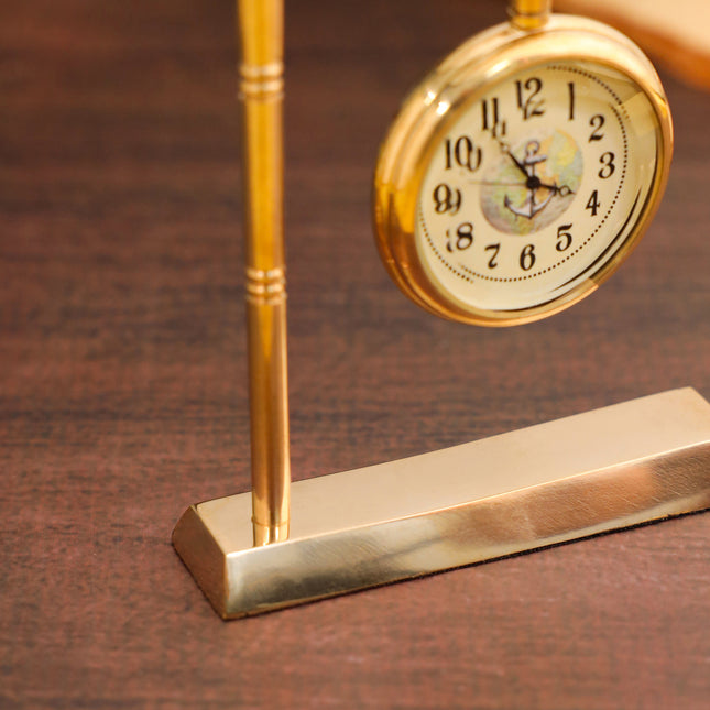 Brass Hanging Table Clock with Stand - Vintage (5.5 Inch)