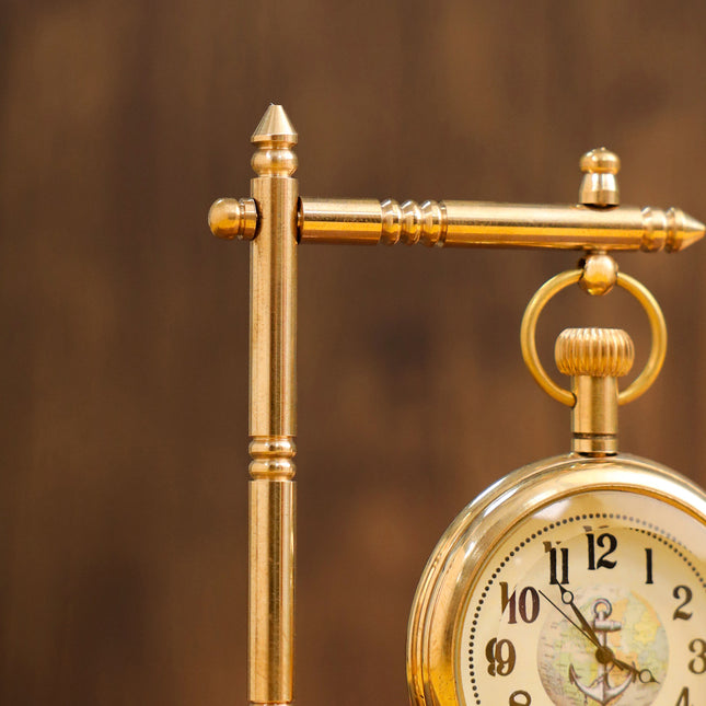 Brass Hanging Table Clock with Stand - Vintage (5.5 Inch)
