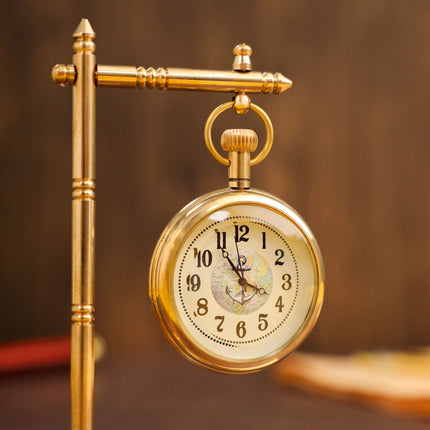 Brass Hanging Table Clock with Stand - Vintage (5.5 Inch)