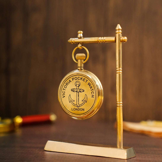 Brass Hanging Table Clock with Stand (5.5 Inch)