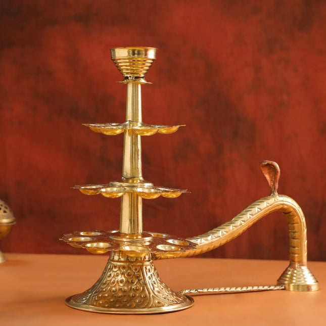 Brass Traditional 21 Petal Ganga Aarti (14 Inch)