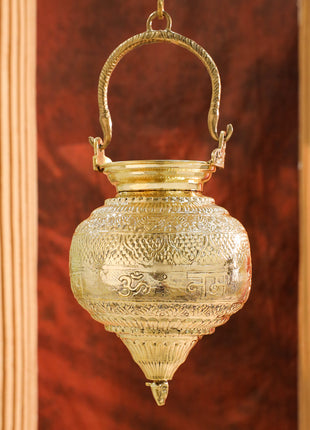 Brass Hanging Jal Dhara with Carved Om & Mantra Design