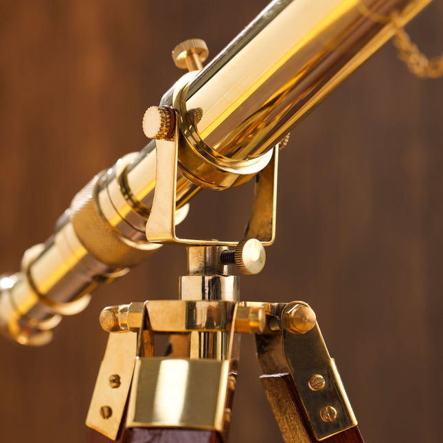Brass Telescope with Wooden Tripod Stand (12 Inch)