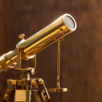 Brass Telescope with Wooden Tripod Stand (12 Inch)