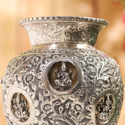 Silver plated Brass Ashtalakshmi Kodam/kalash (8 Inch)
