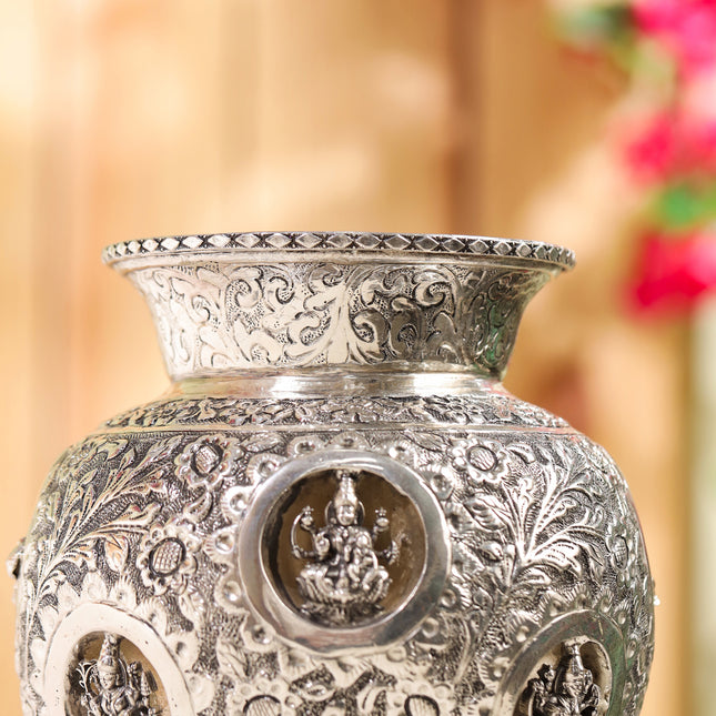 Silver plated Brass Ashtalakshmi Kodam/kalash (8 Inch)