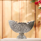 Silver-Plated Brass Decorative Basket with Floral Design (7.5 Inch)