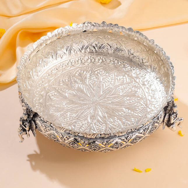 Silver Plated Brass Garuda Urli Bowl (4 Inch)