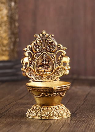 Brass Gaja Lakshmi Diya (3.7 Inch)
