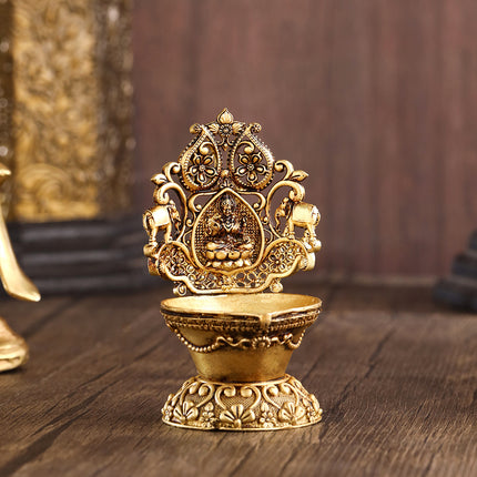Brass Gaja Lakshmi Diya (3.7 Inch)